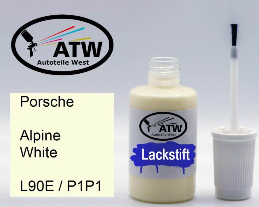 Porsche, Alpine White, L90E / P1P1: 20ml Lackstift, von ATW Autoteile West.